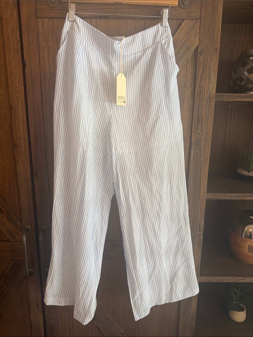 JODIFL Blue and White Striped Summer Trousers